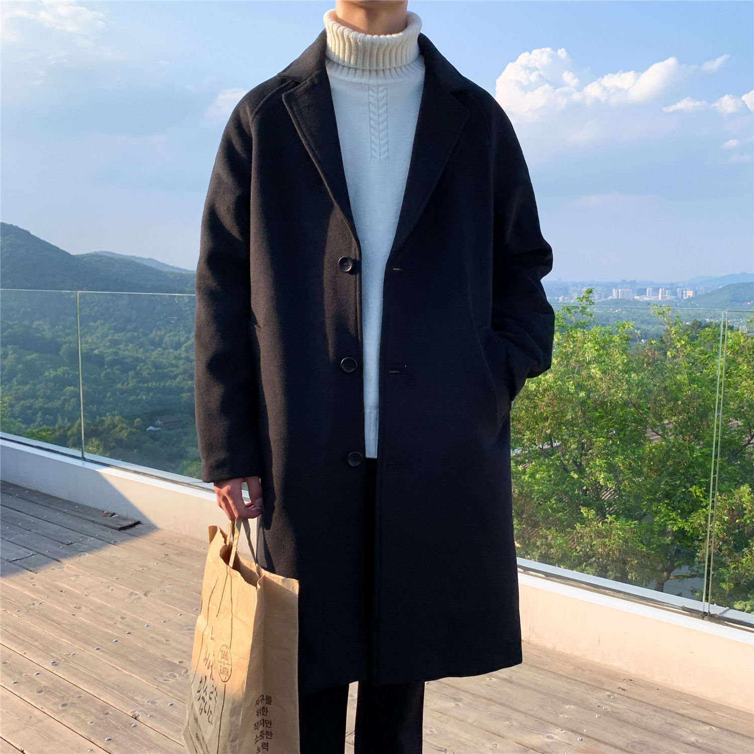 Wool Blend Coat Grey Mans Clim - Outdoor Sport Hobbies 리뷰 및 가격