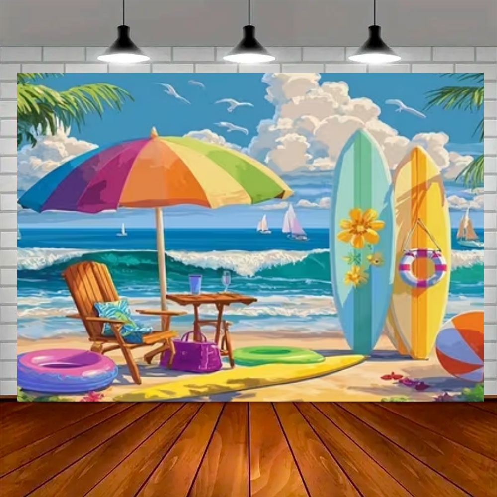 Summer Surfboard Theme Backdro - Outdoor Sport Background 리뷰 및 가격