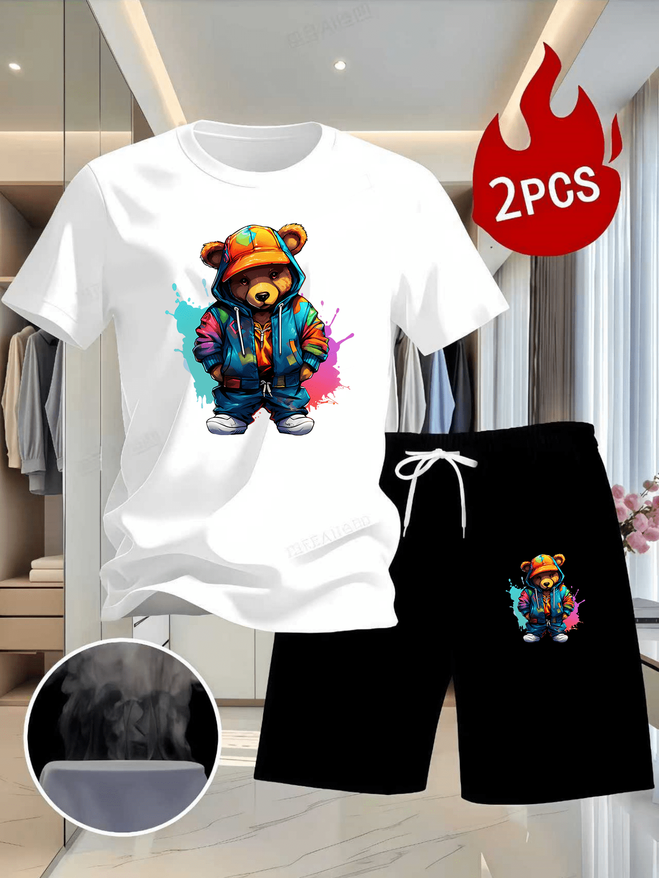 Men Summer 2Pcs High Street Tr - Outdoor Sport Leisure 리뷰 및 가격