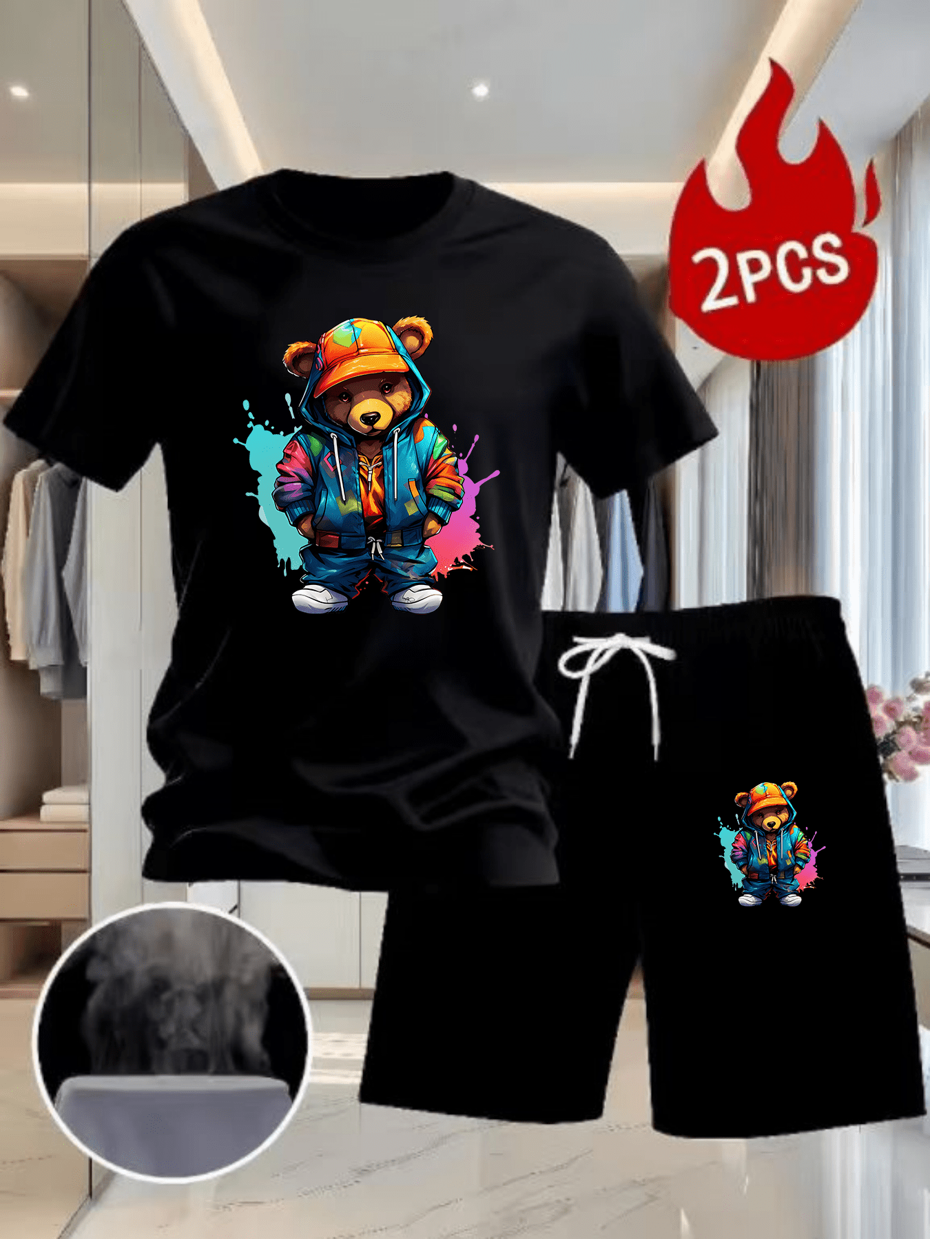 Men Summer 2Pcs High Street Tr - Outdoor Sport Leisure 리뷰 및 가격