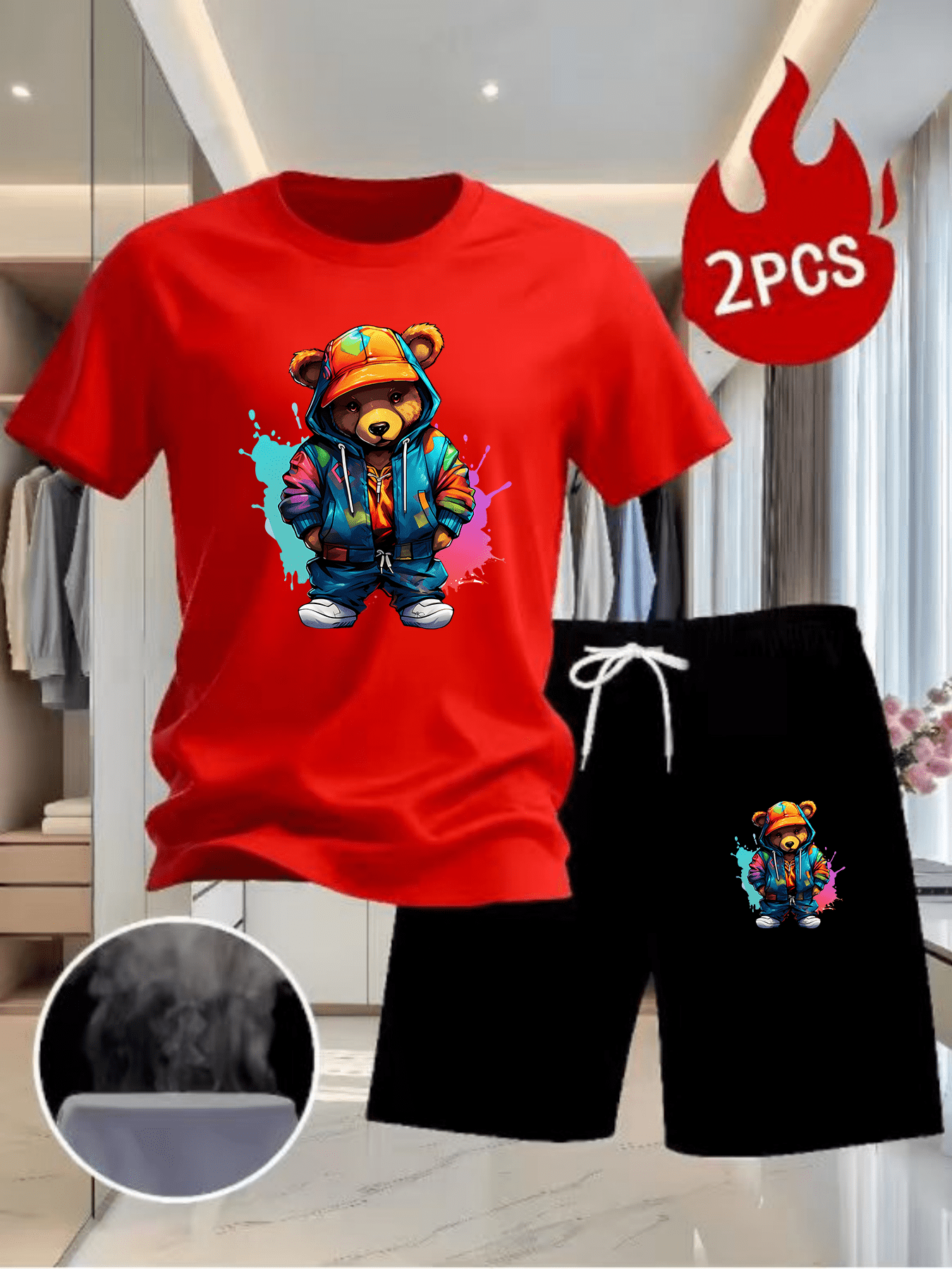 Men Summer 2Pcs High Street Tr - Outdoor Sport Leisure 리뷰 및 가격